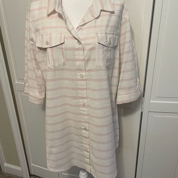 NWOT Dotti Swimsuit Coverup Button Front  Pink Metallic Thread - Picture 7 of 9
